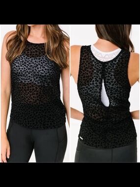 ZYIA Black Leopard Mesh Tank Top